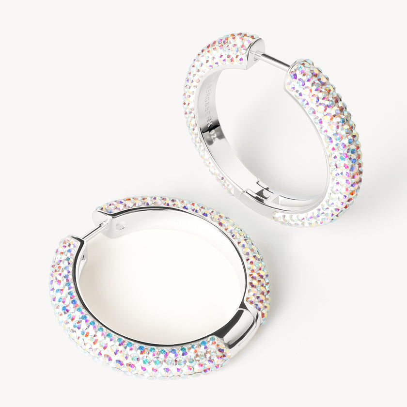 Aurora Borealis Large Sparkle Hoop Earrings