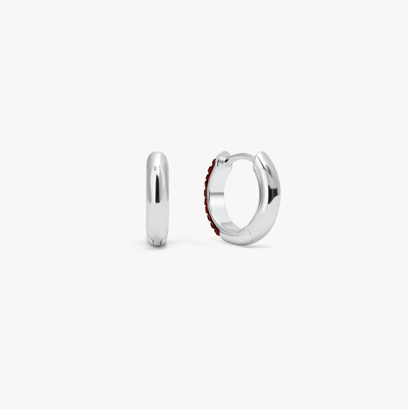 January Garnet Birthstone Always On Sparkle Hoop Earrings