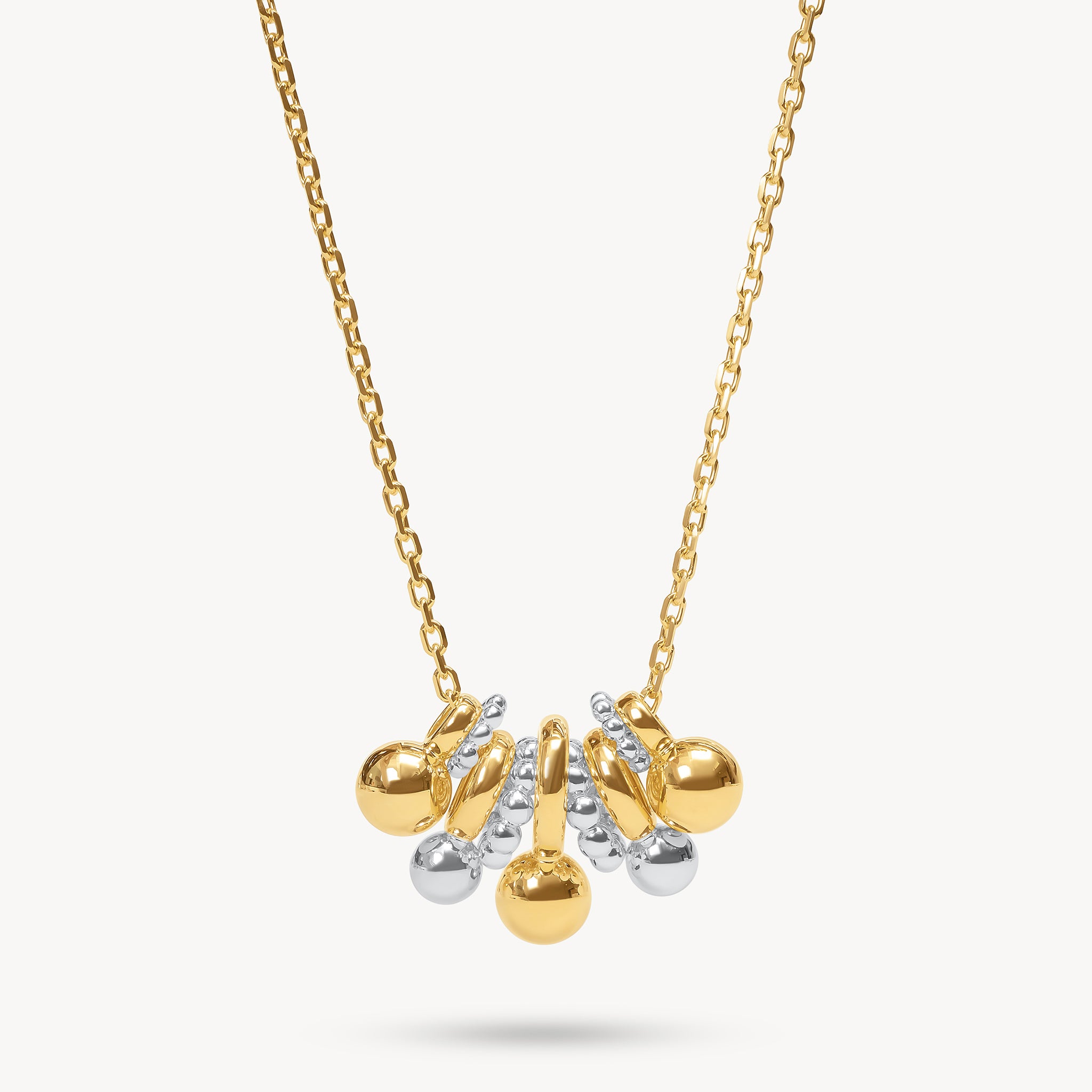 Gold Necklace Mixed Metal Necklace Pendant Bubbly Mixed Metal