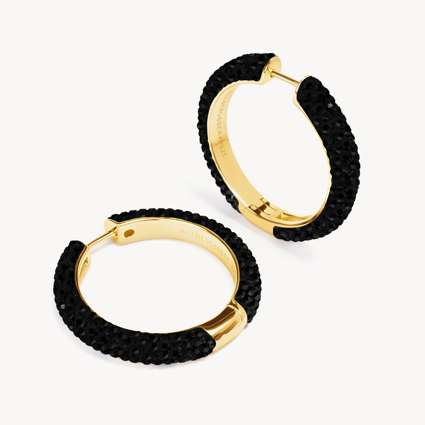 Black Large Sparkle Hoop Earrings