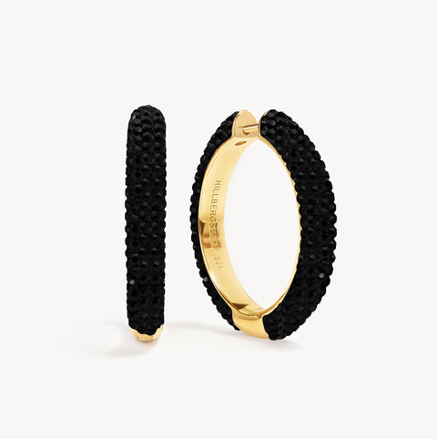 Black Large Sparkle Hoop Earrings