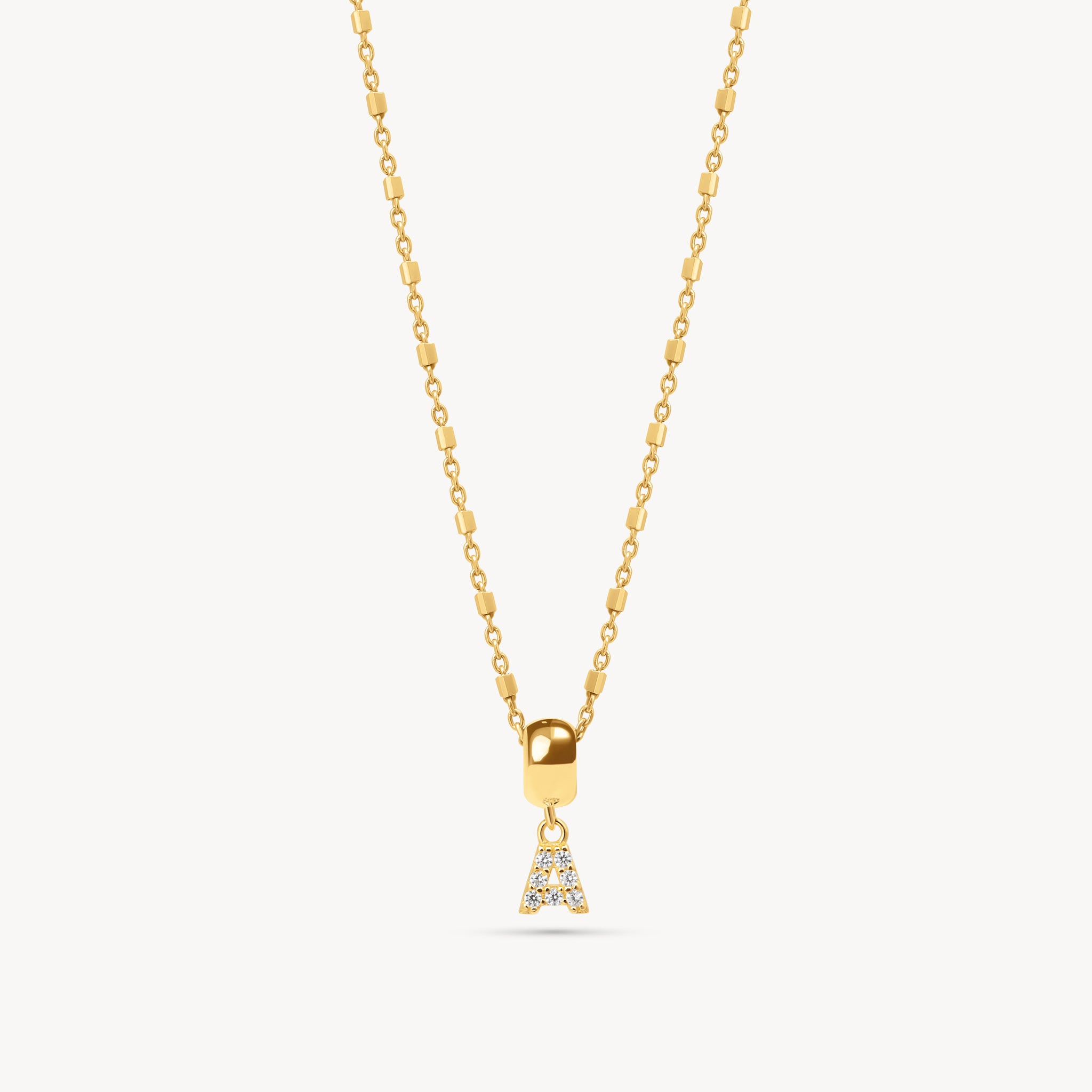 Gold Pavé Letter Necklace