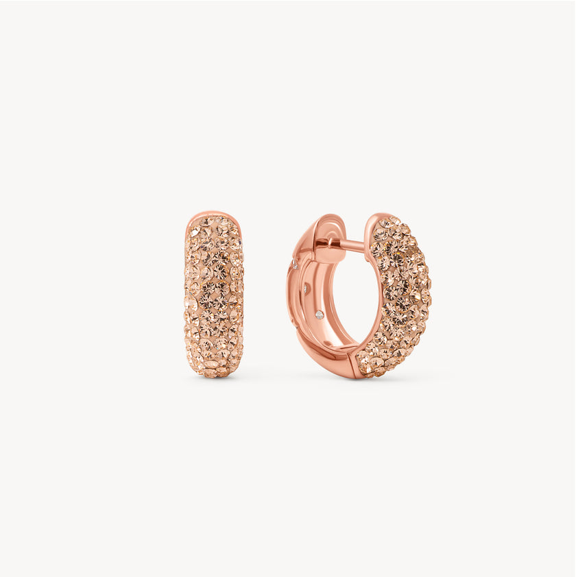 Rose Gold Starburst Sparkle Reversible Hoop Earrings