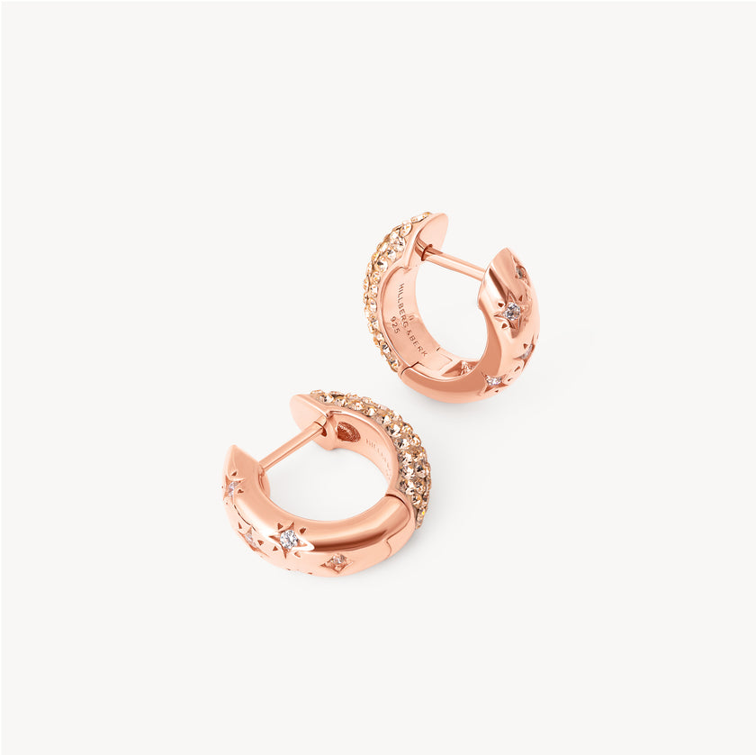 Rose Gold Starburst Sparkle Reversible Hoop Earrings