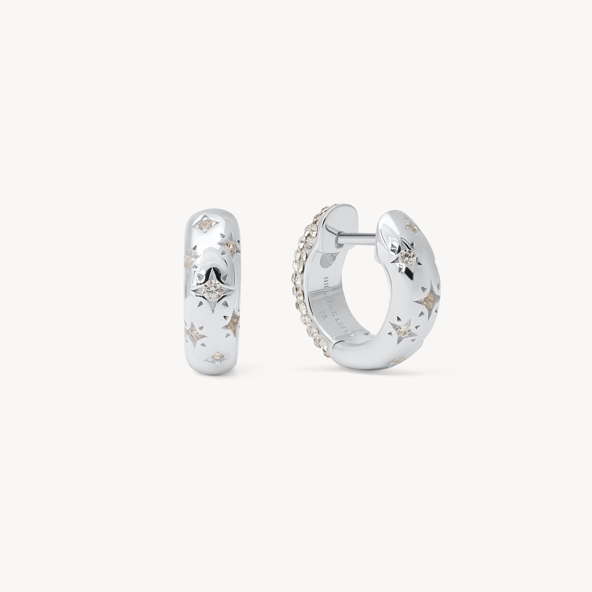 White Starburst Sparkle Reversible Hoop Earrings