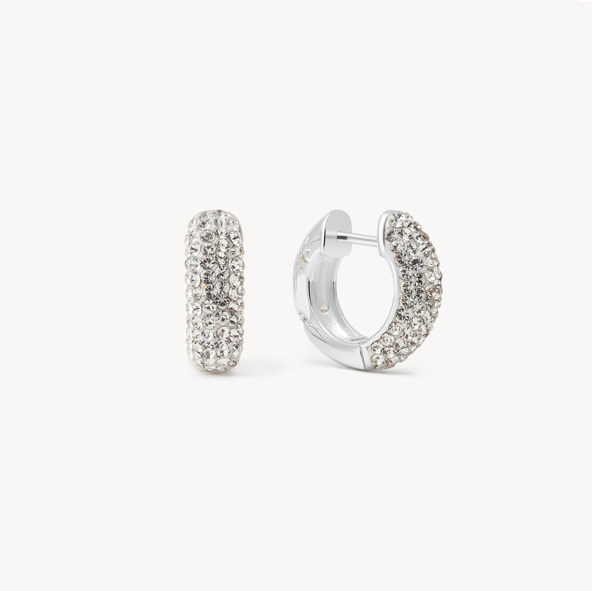 White Starburst Sparkle Reversible Hoop Earrings