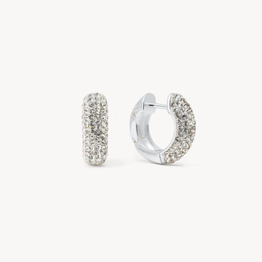 White Starburst Sparkle Reversible Hoop Earrings