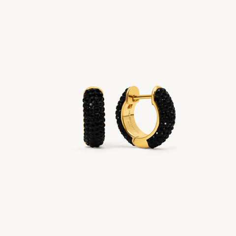 Black Small Sparkle Hoop Earrings