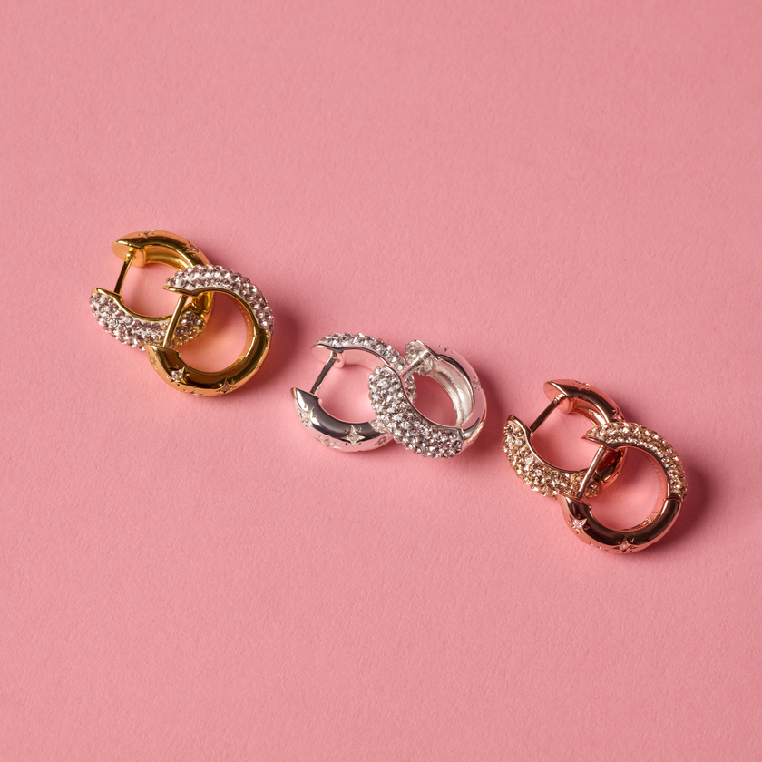 Starburst Sparkle Reversible Hoop Earrings