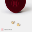 10k Maple Leaf Stud Earrings with Heart Packaging