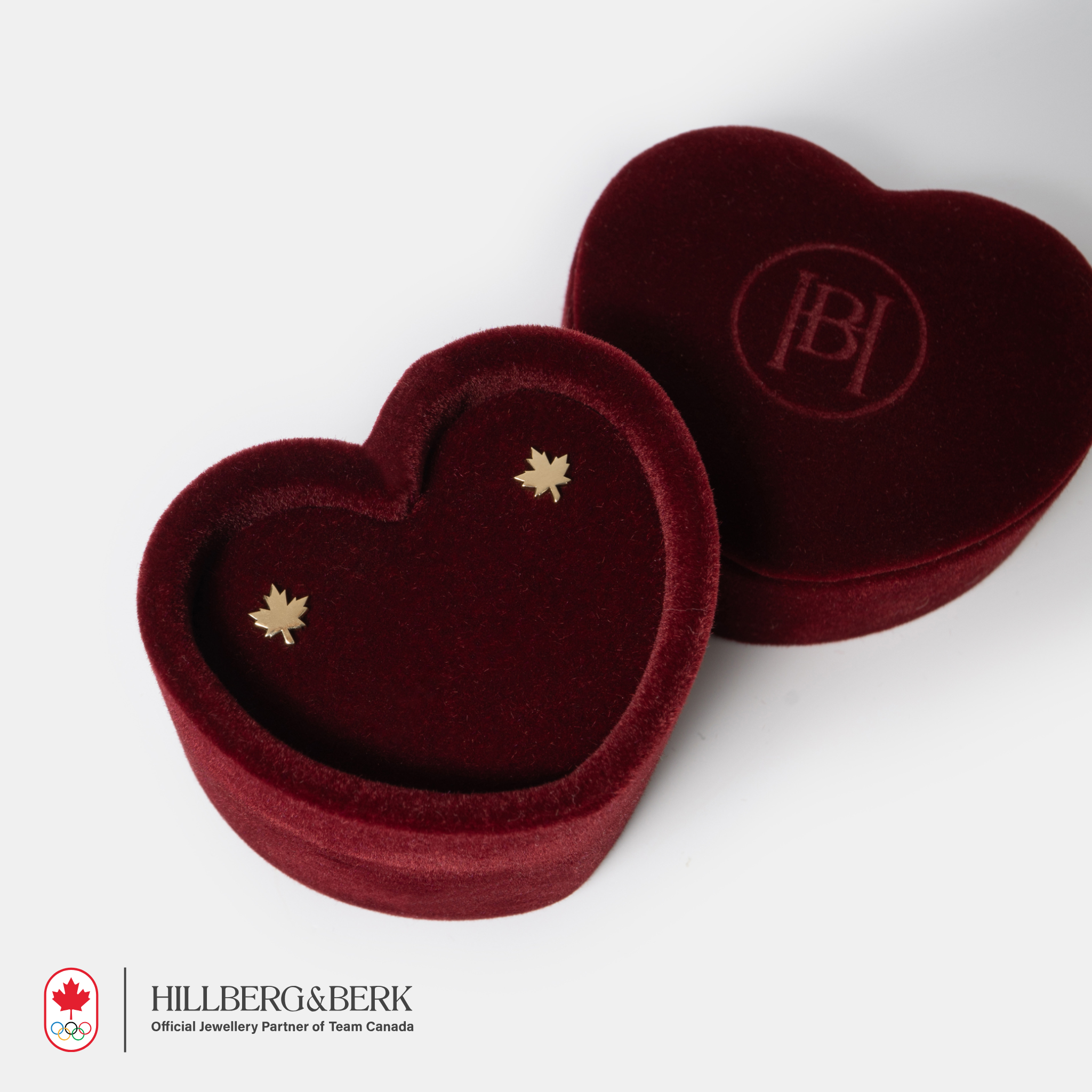 10k Maple Leaf Stud Earrings in Heart Packaging