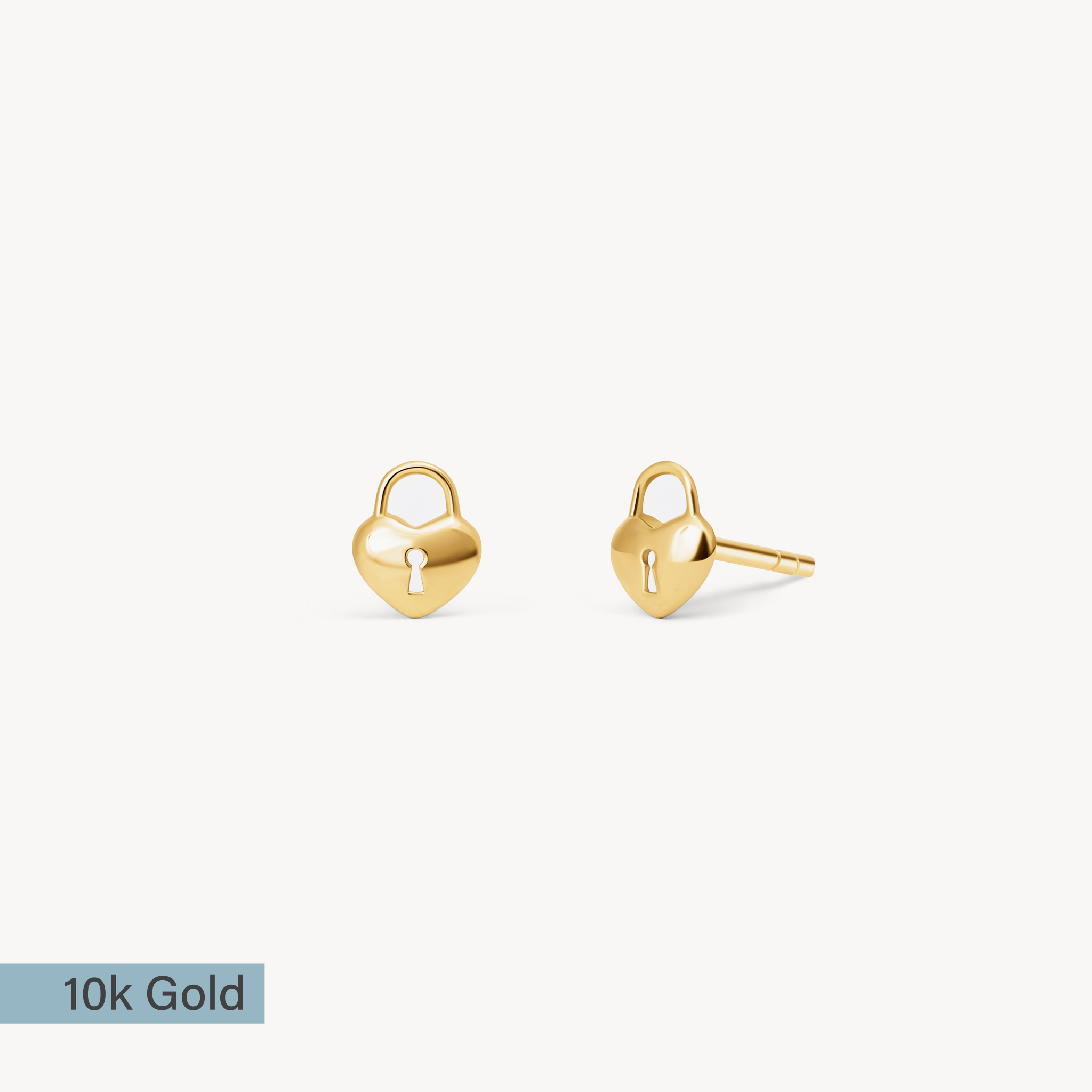 10k Mini Heart Lock Stud Earrings