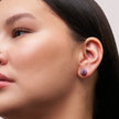 February Medium Birthstone Sparkle Ball™ Stud Earrings on model