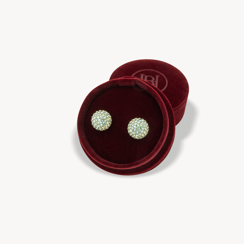 Pistachio Medium Sparkle Ball™ Stud Earrings in packaging