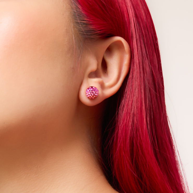 Prismatic Pink Sparkle Ball™ Studs on model