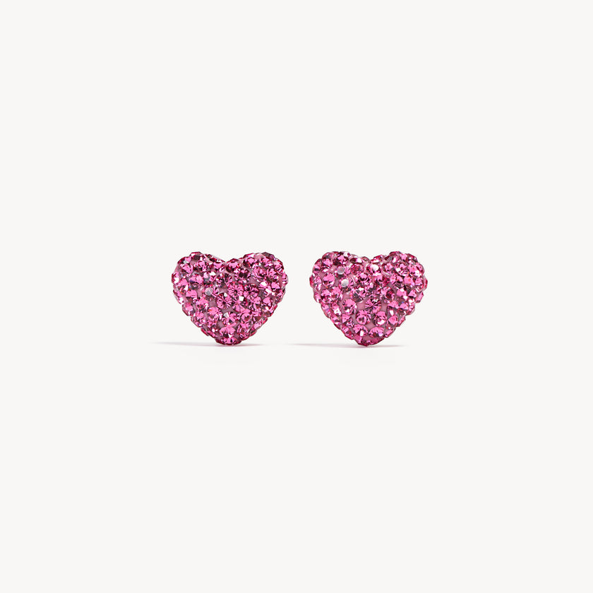 Sparkle Heart Stud Earrings Rose