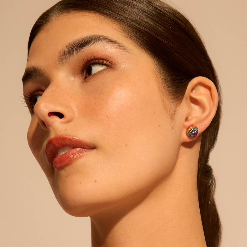 Bold Prism Sparkle Ball™ Stud Earrings on model