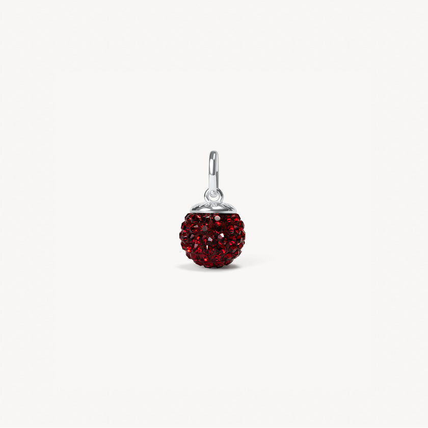 January Garnet Medium Birthstone Sparkle Ball™ Charm in Silver