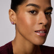 Raspberry Disco Medium Sparkle Ball™ Stud Earrings on model