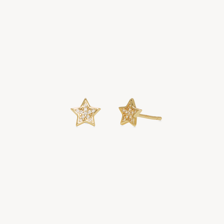 Star Mini Pavé Stud Earrings Gold