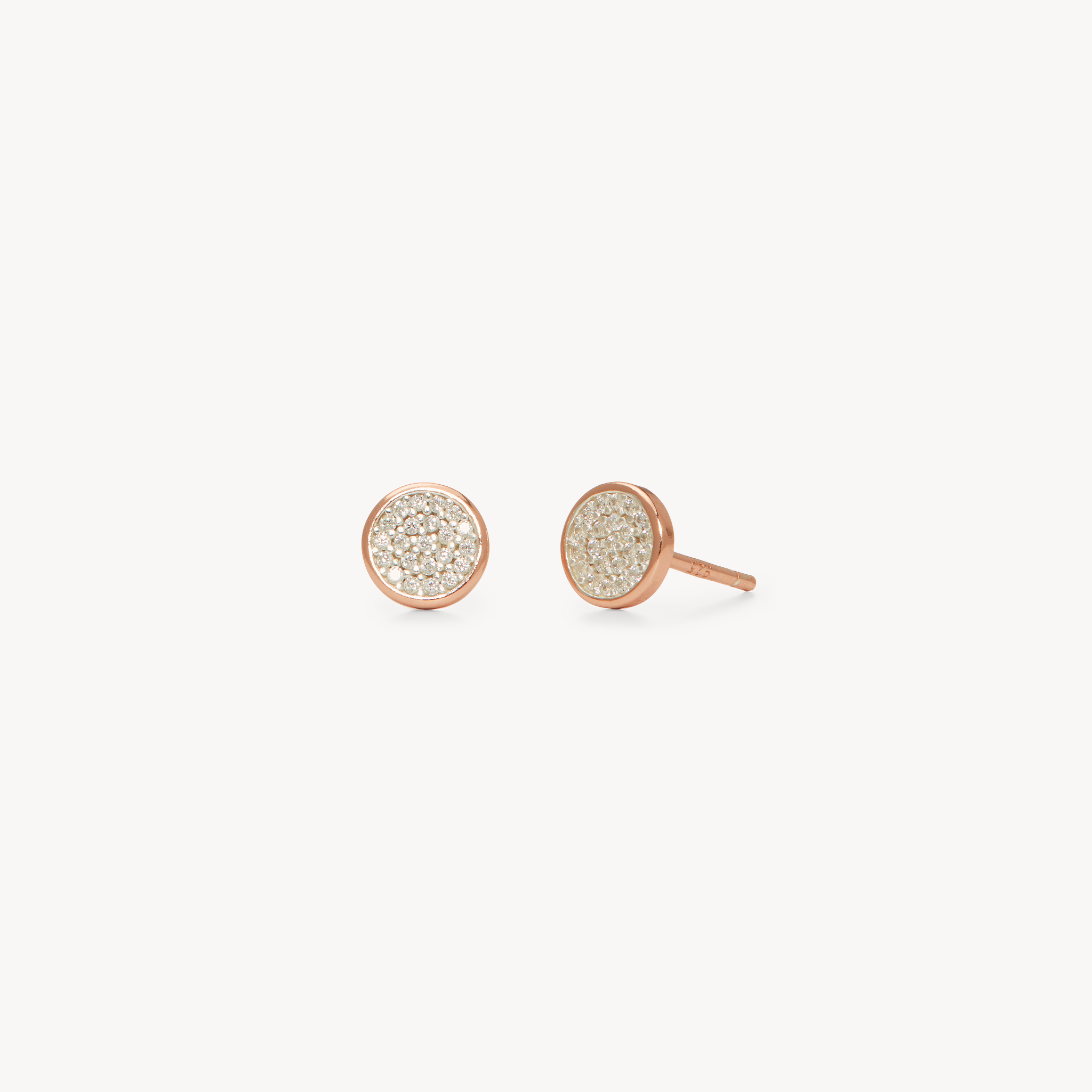 Mini Pavé Disc Stud Earrings Rose Gold