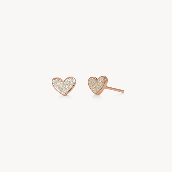 Pave Heart Earrings Finished in 18kt Rose Gold - CRISLU