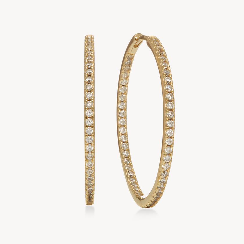 Large Pave Hoop Earrings Hillberg Berk Gold
