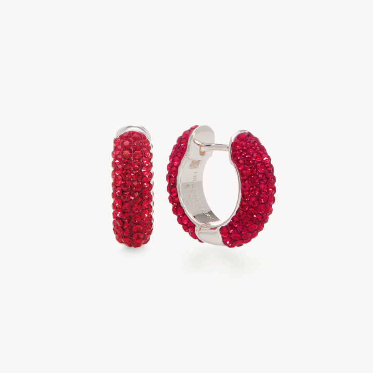 Ruby Sparkle Hoops — Small