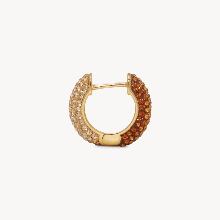Amber & Gold Sparkle Reversible Hoop Earrings — Small Side View