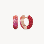 Prismatic Pink Sparkle Reversible Hoop Earrings — Small
