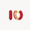 Red Sparkle Hoop Earrings — Small