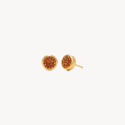 Amber Sparkle Bezel Stud Earrings