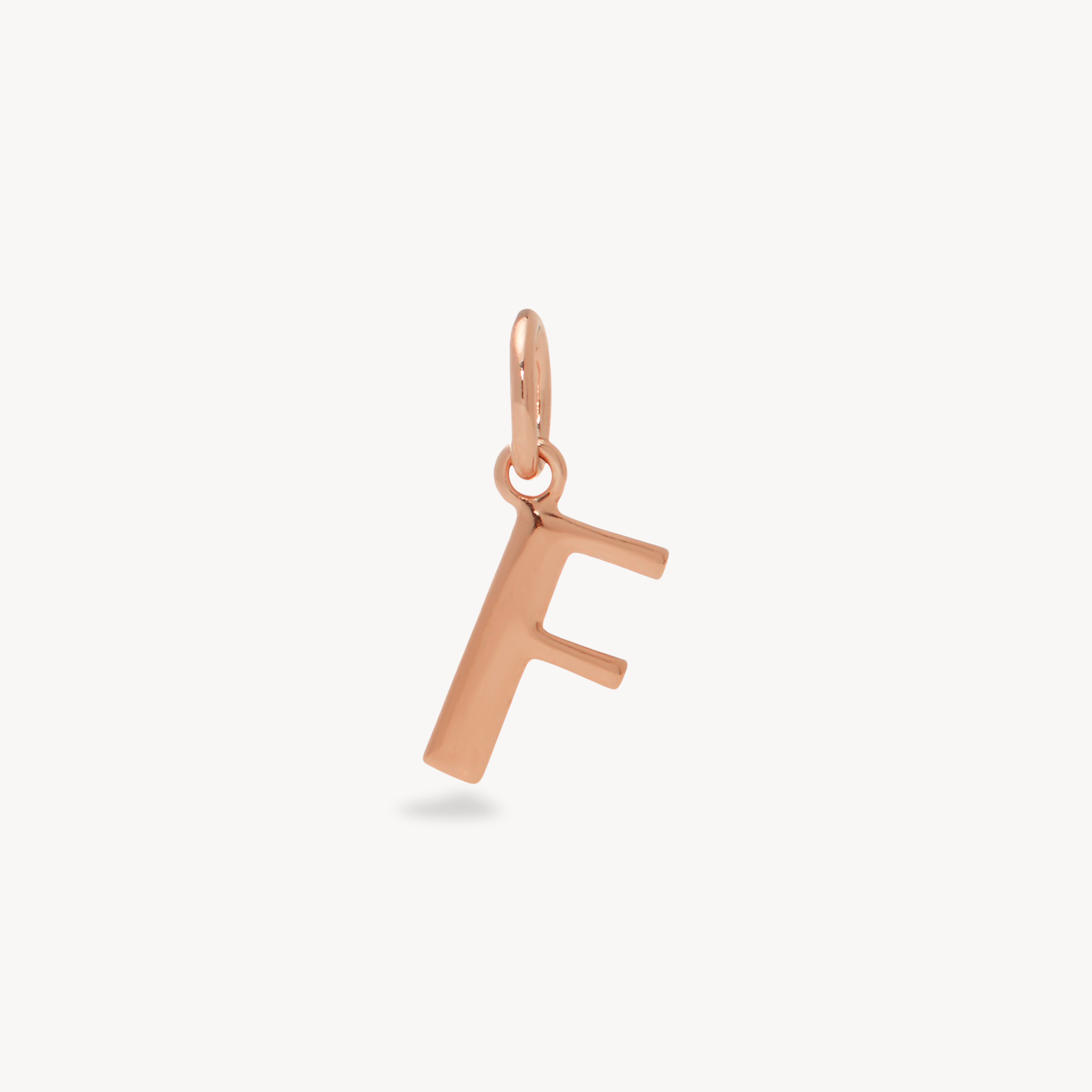 F Letter Charm — Rose Gold