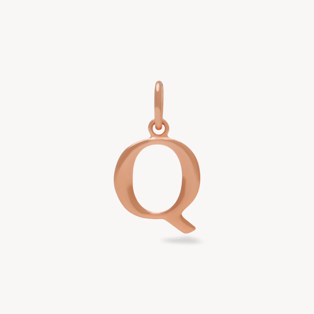 Q Letter Charm — Rose Gold