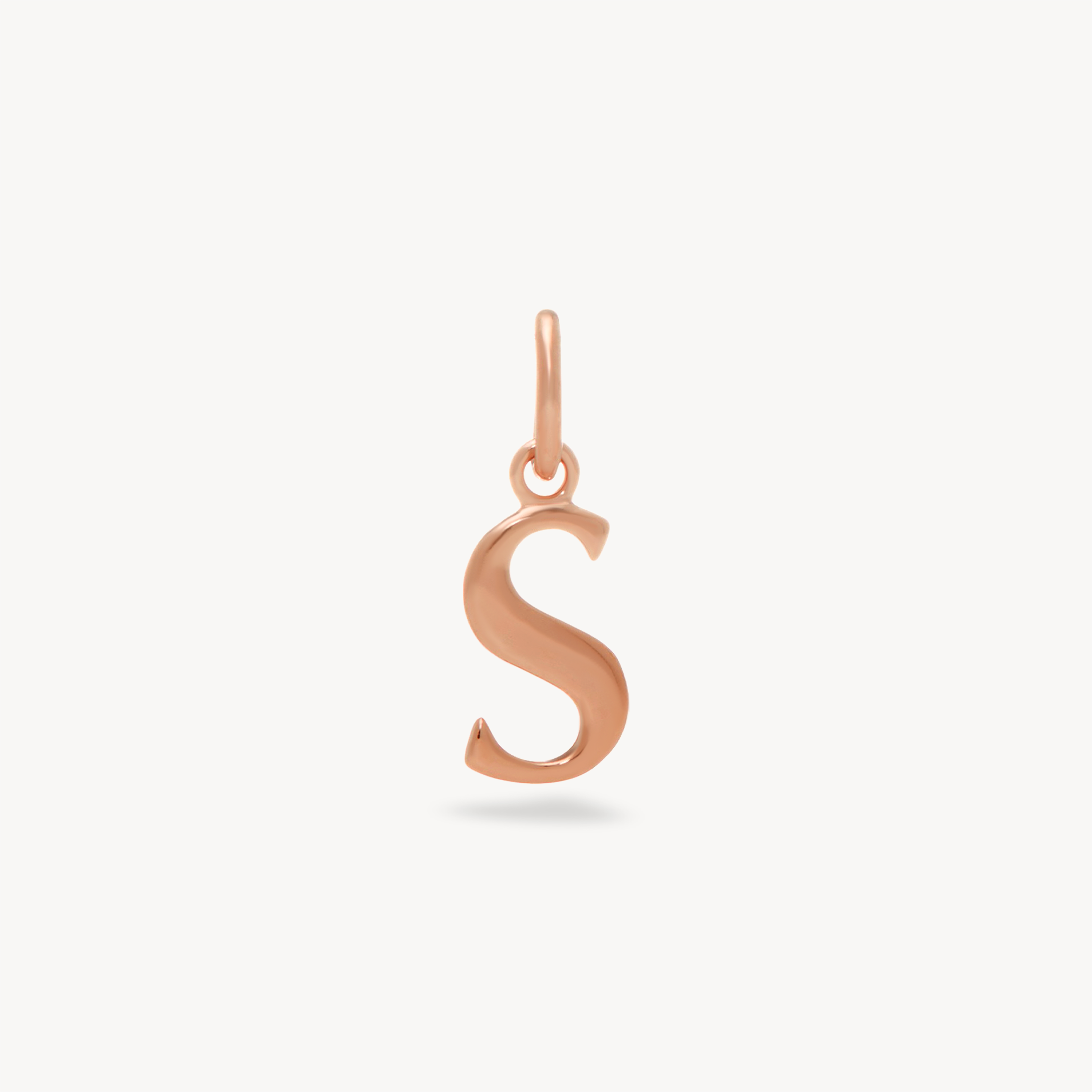 S Letter Charm — Rose Gold