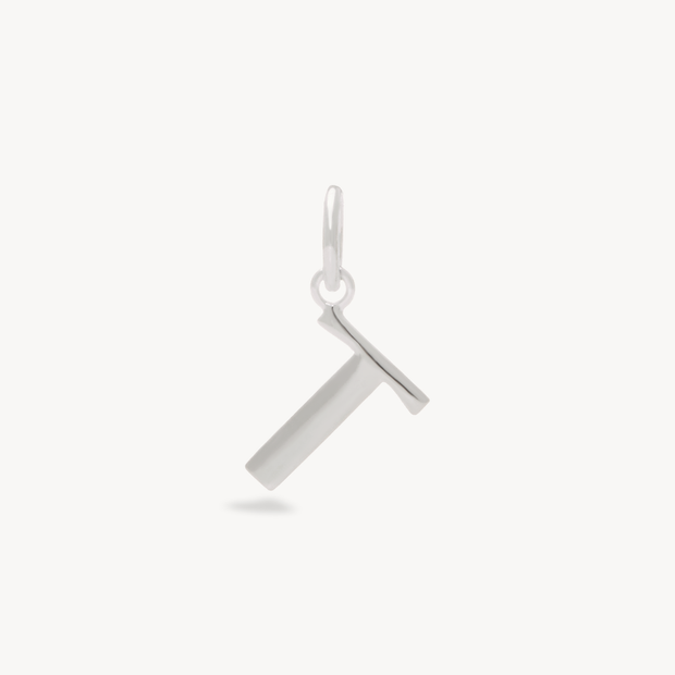 T Letter Charm — Silver