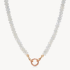 Rainbow Moonstone Charm Necklace with Rose Gold Circle Holder