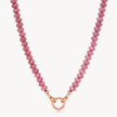 Rhodonite Charm Necklace with Rose Gold Circle Holder
