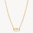 Figaro Charm Chain Necklace — Gold with Carabiner