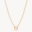 Figaro Charm Chain Necklace — Gold with Gold Circle Holder