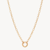 Figaro Charm Chain Necklace — Gold with Gold Circle Holder