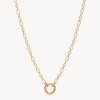 Figaro Charm Chain Necklace — Gold with Rose Gold Circle Holder