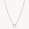 Figaro Charm Chain Necklace — Gold with Silver Circle Holder