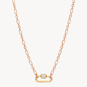 Figaro Charm Chain Necklace — Rose Gold with Carabiner