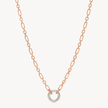 Figaro Charm Chain Necklace — Rose Gold with Silver Circle Link