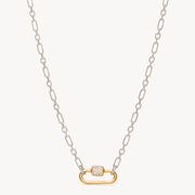 Figaro Charm Chain Necklace — Silver with Carabiner