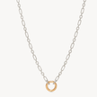 Figaro Charm Chain Necklace — Silver with Gold Circle Link