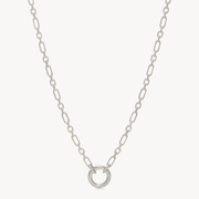 Figaro Charm Chain Necklace — Silver with Silver Circle Link