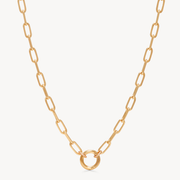 Clip Charm Chain Necklace — Gold with Gold Circle Link