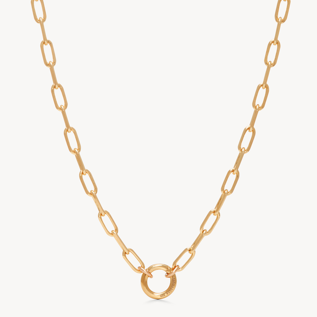 Clip Charm Chain Necklace — Gold with Gold Circle Link